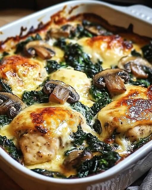 Cheesy Chicken and Spinach Bake