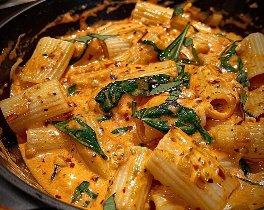 Creamy Tomato Pasta with Spinach & Basil