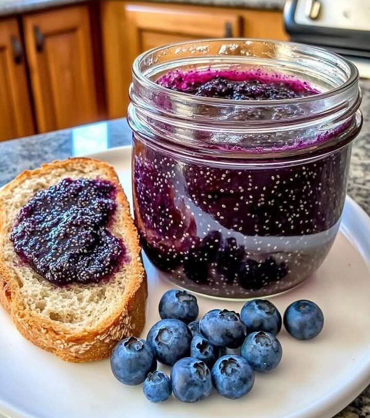 Vegan Healthy Homemade Blueberry Chia Seed Jam (No Added Sugar)