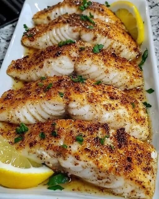 Crispy Air Fryer White Fish with Lemon Butter